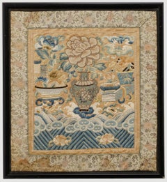Antique Fine 19th Century Chinese Silkwork Panel
