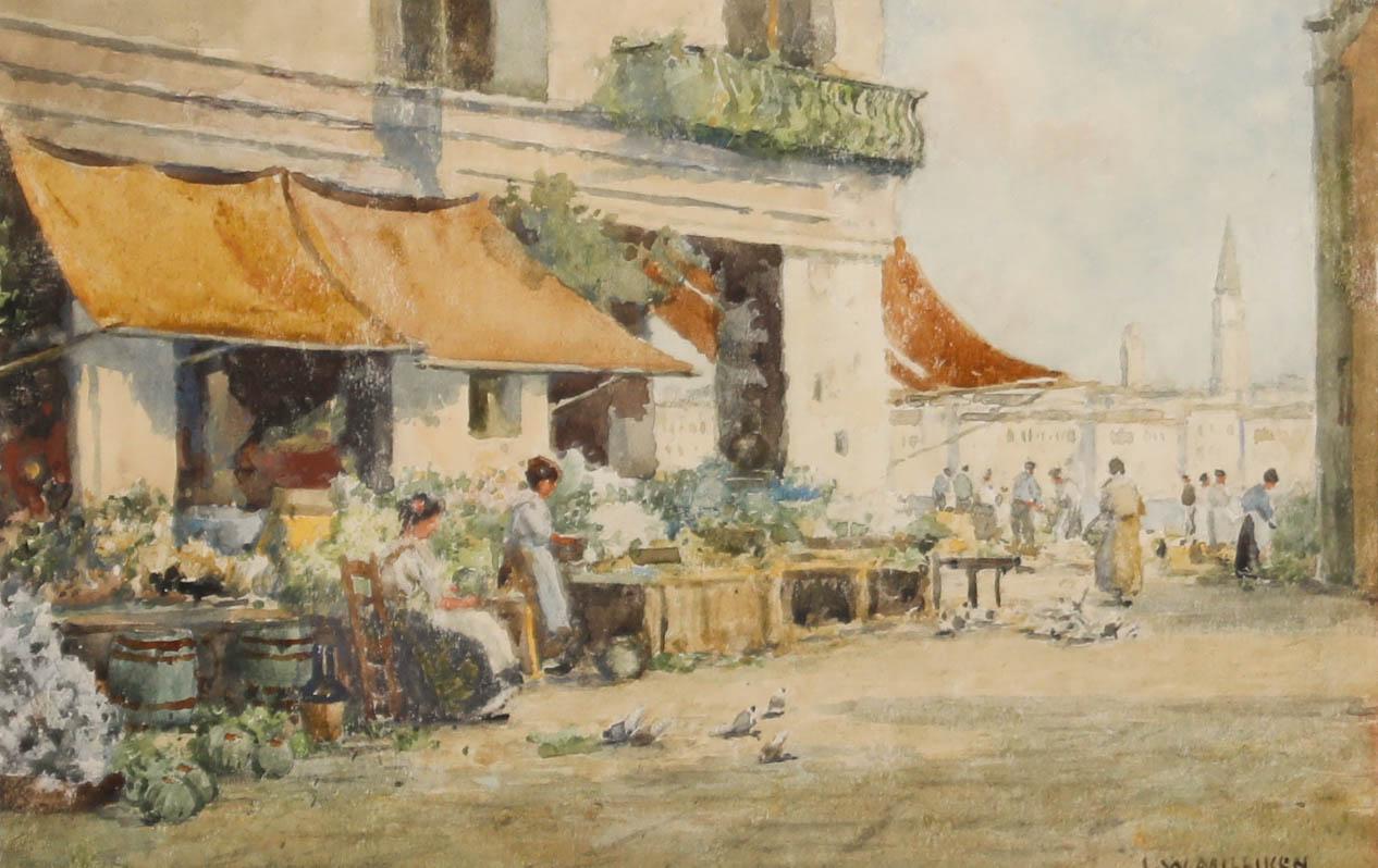 Joseph Milliken (1865-1945) - Watercolour, Market Place, The Grand Canal Venice - Art by Unknown