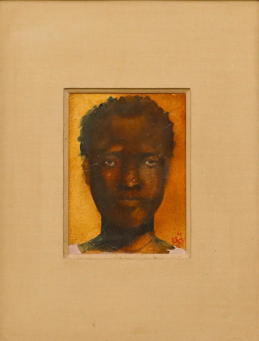 Watercolour with gouache. Finished with a thin layer of gum Arabic. Well presented in a decorative 20th century frame with gilt motifs and internal linen slip. Signed with the artist's monogram to the lower right. On cardboard.