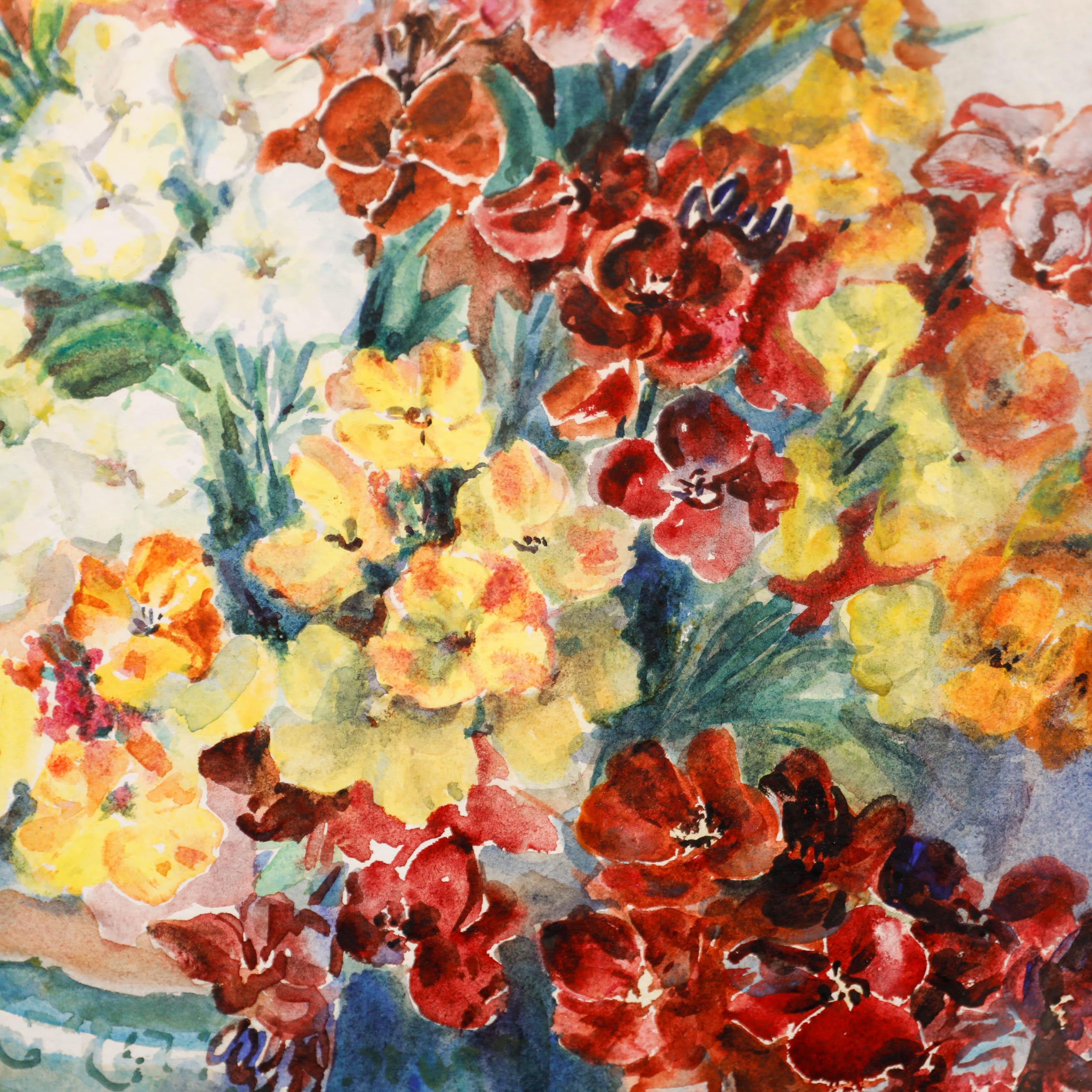 Marion Broom RWS (1878-1962) - Framed Watercolour, Flowers in a Chinese Vase For Sale 4