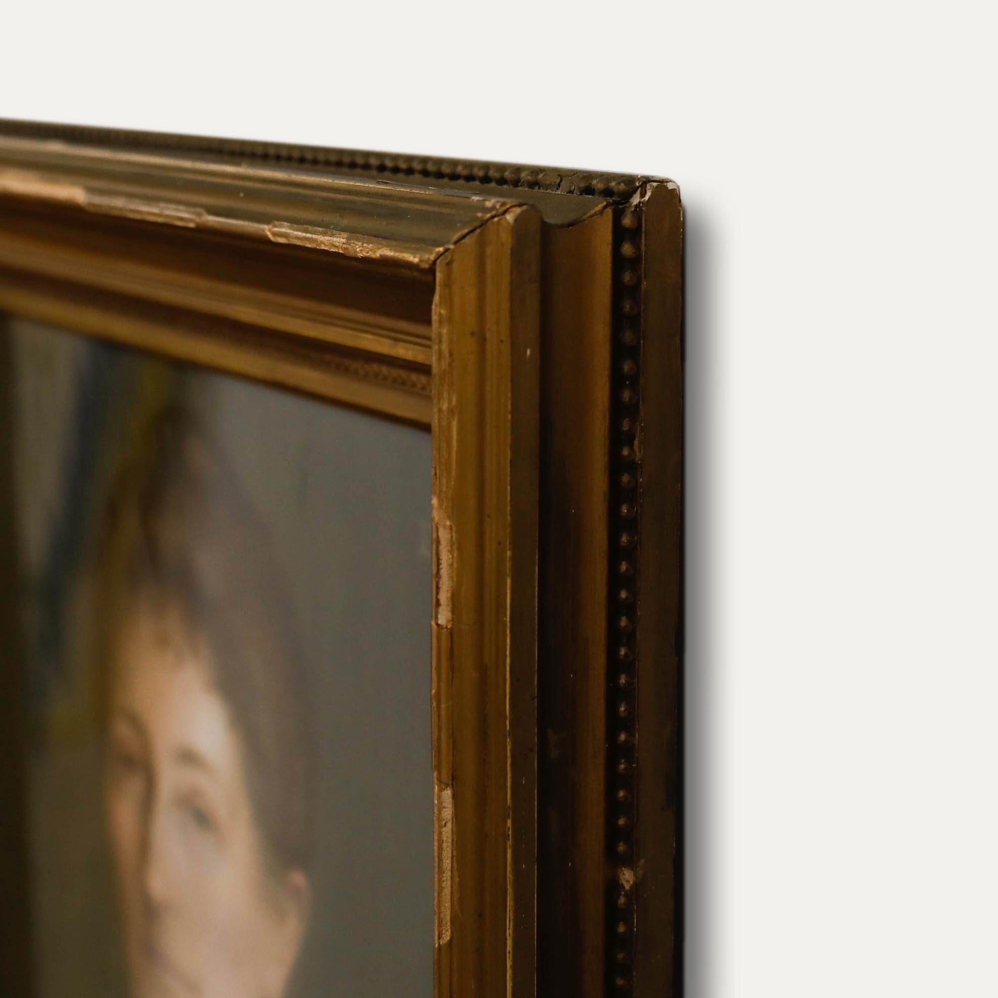 E. L.  - English School 1901 Pastell, Dame mit The Heart Shaped Locket im Angebot 1