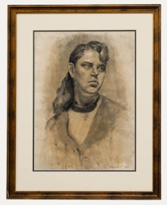 Vladimir Sinitski (1896-1980), Aquarelle, Femme en Monochrome