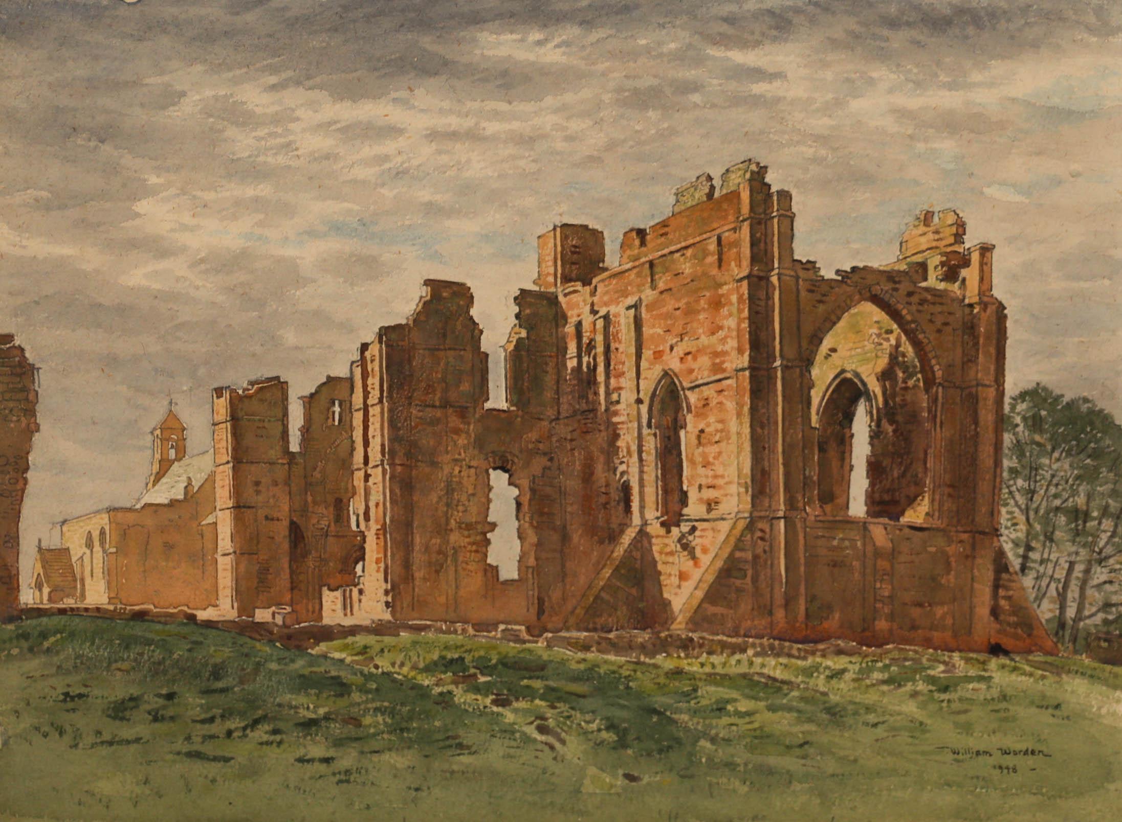 Unknown Landscape Art - William Warden (1908-1982) - 1948 Watercolour, Ruined Church