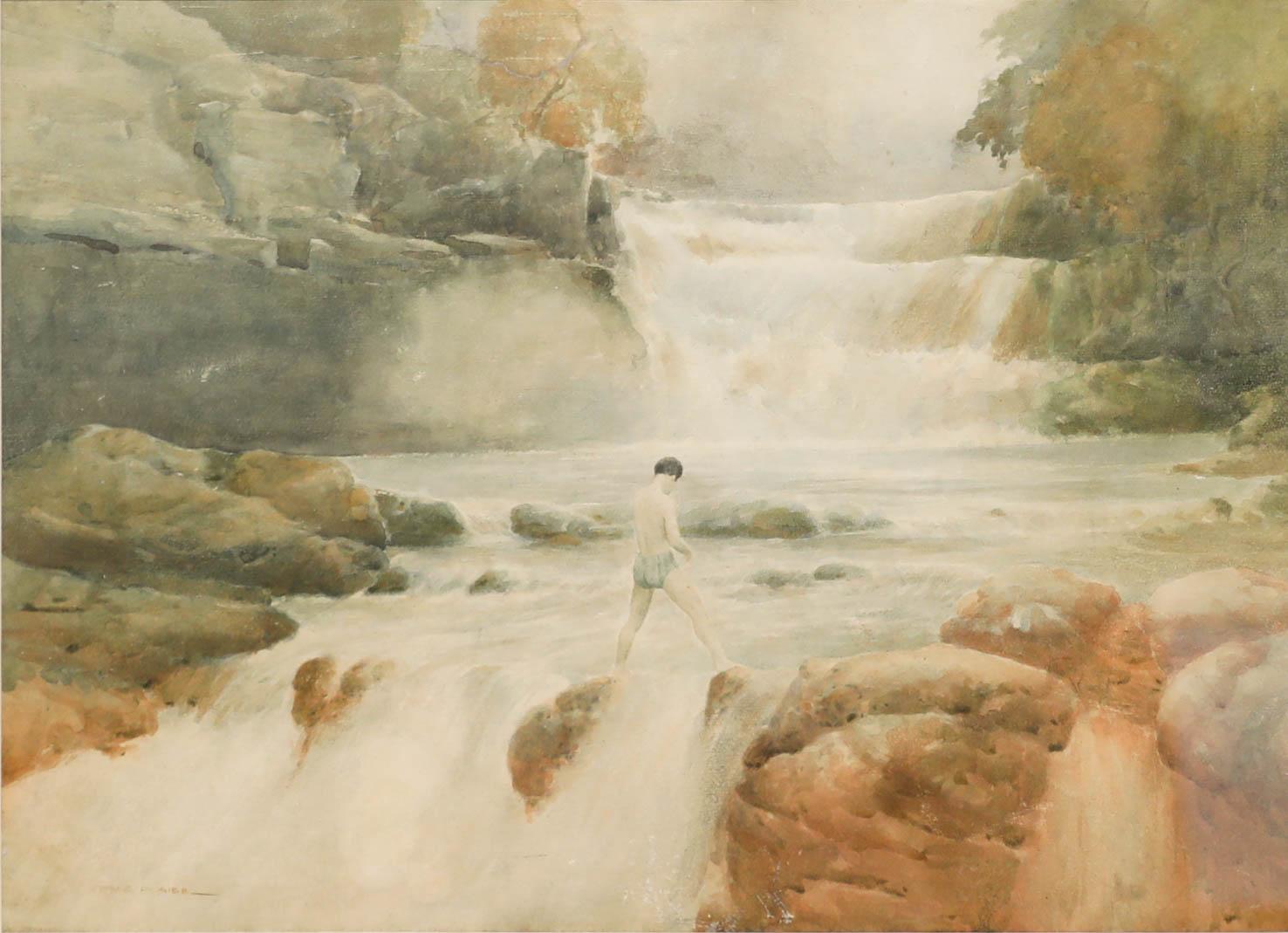 George D. Gibb RSA (1871-1957) - Acuarela, Sobre la cascada - Art de Unknown