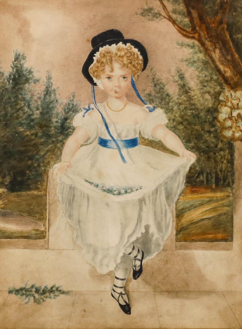 Nach Sir Thomas Lawrence – gerahmtes Aquarell aus dem 19. Jahrhundert, Miss Murray, gerahmt – Art von Unknown