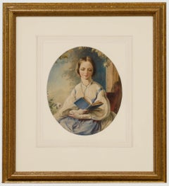 Alfred Edward Chalon RA (1780 -1860) - Framed Watercolour, A Young Lady Reading