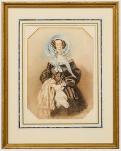Alfred Edward Chalon RA (1780-1860) - c.1810 Watercolour, Lady in a Blue Bonnet