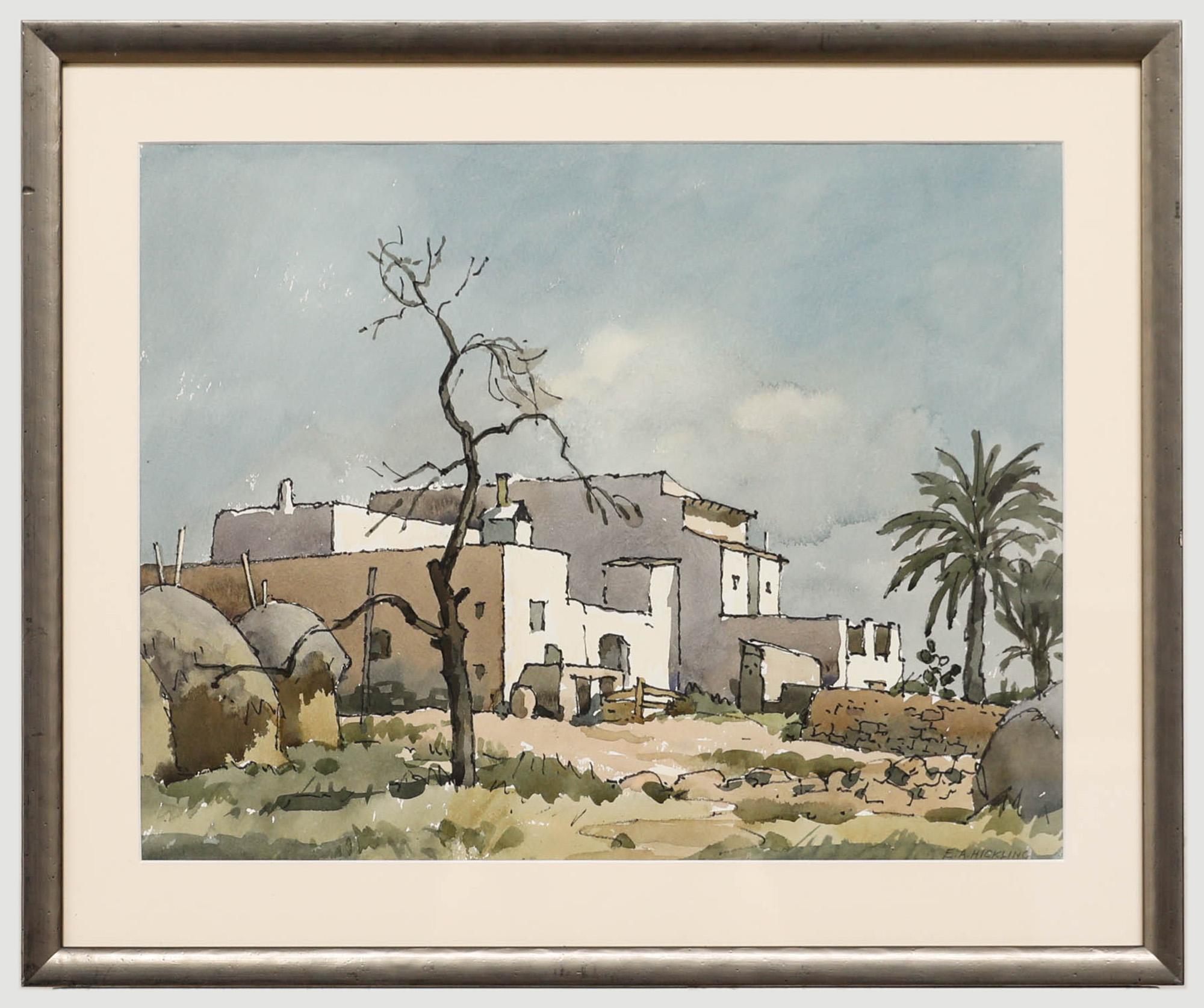 Signed to the lower right. Presented in a contemporary silver frame. On paper.