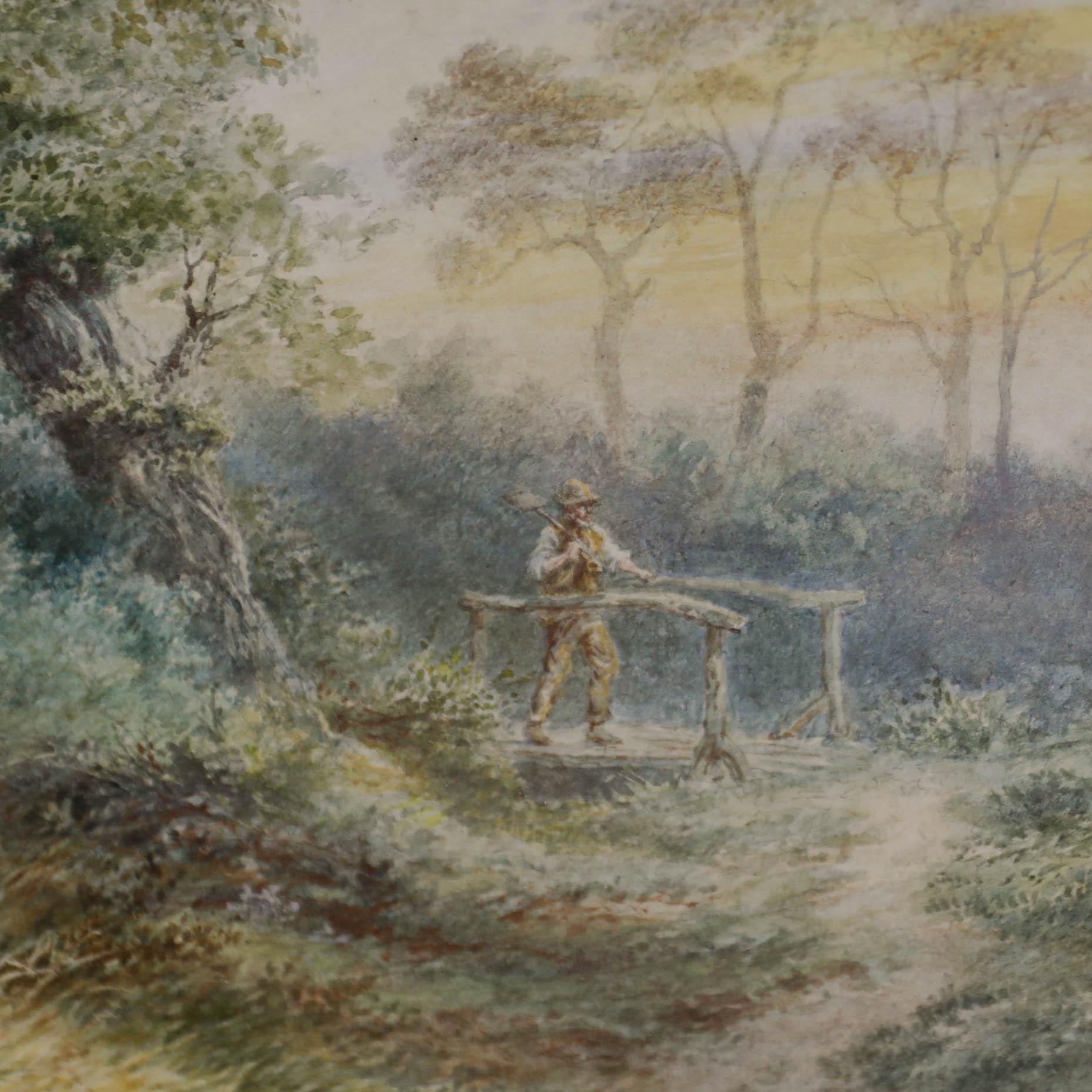 Attrib. Horace Hammond (1842-1926) - Framed Watercolour, Children by a Stile 4