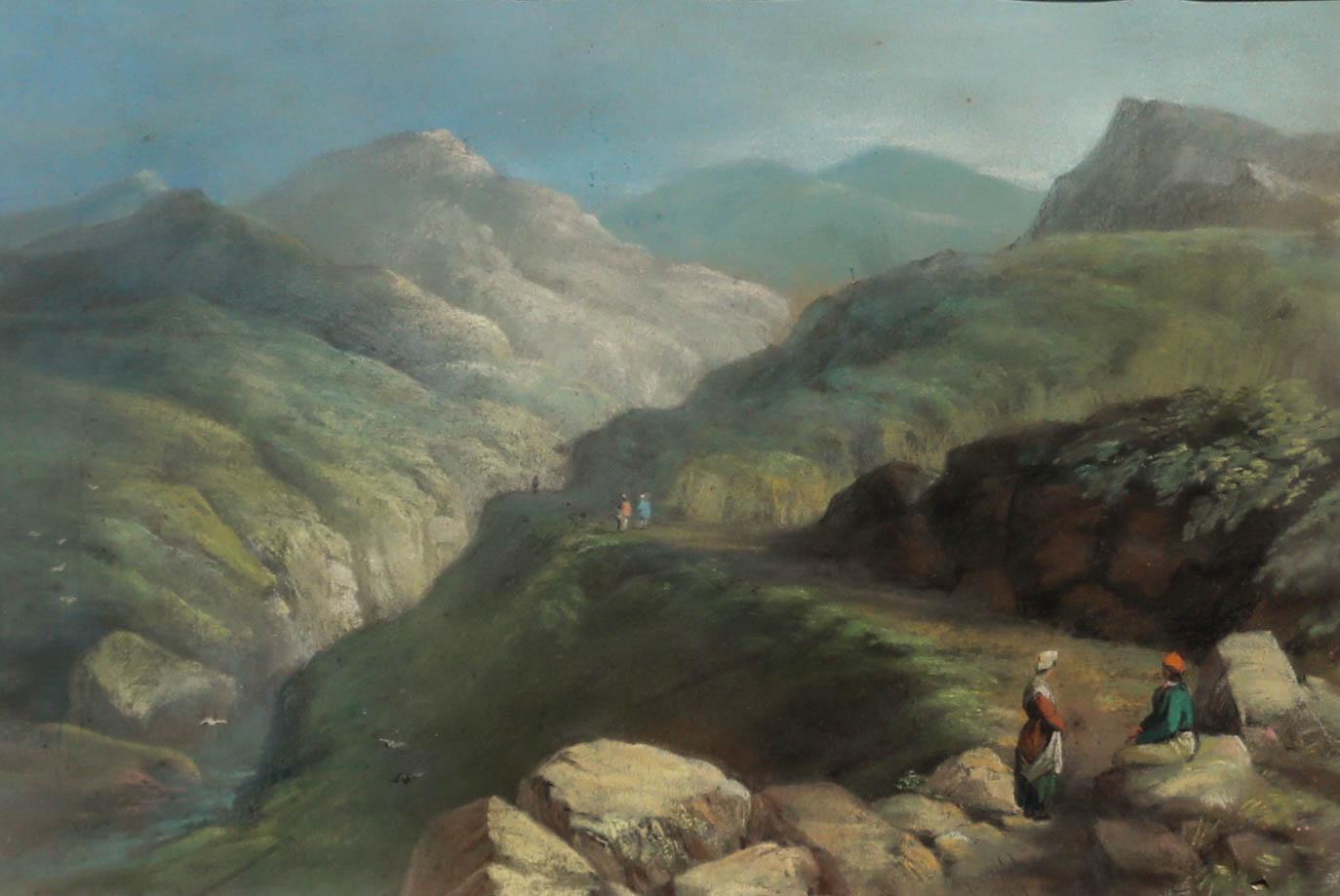 1849 Pastel - El camino de la montaña - Art de Unknown