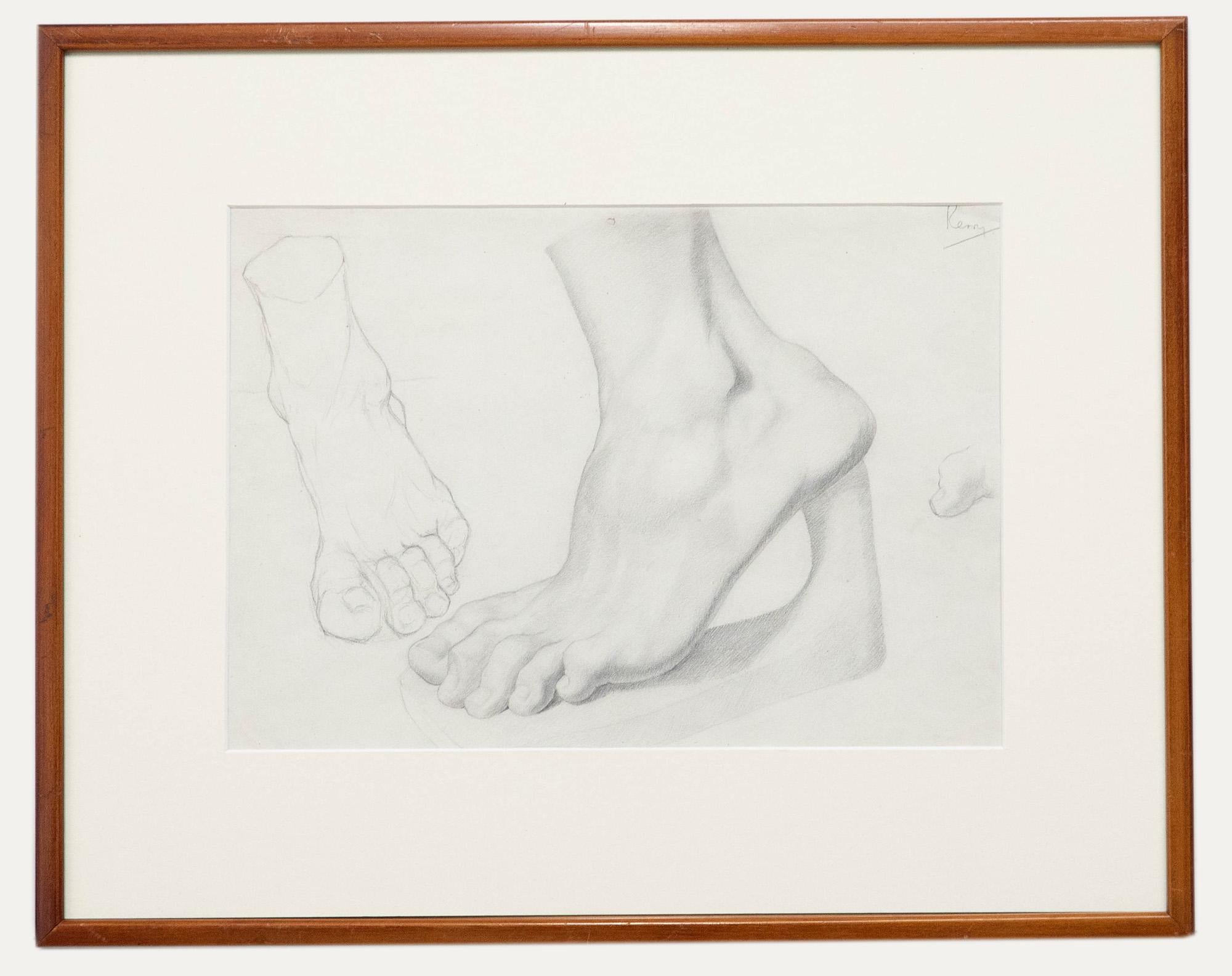 Still-Life Unknown - William Kerry - Drawing Graphite du début du 20e siècle, pied de gladiateur à gauche