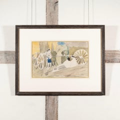 Carri nel campo, Polonia di Peters Potworowski, Paesaggio ad acquerello, 1958