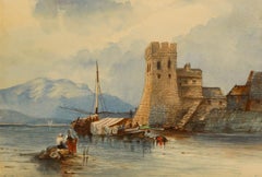 Follower of Paul Marny (1829-1914) - Watercolour, Boats at Saint. Etienne
