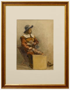 Aquarelle encadrée de la fin du 19e siècle - The Wounded Cavalier