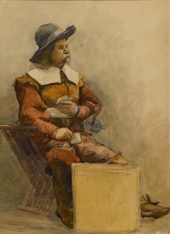 Framed Late 19th Century Watercolour - The Wounded Cavalier