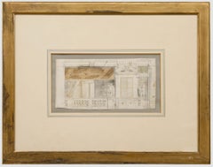Escuela Continental Siglo XVIII Acuarela - Dibujo Arquitectónico