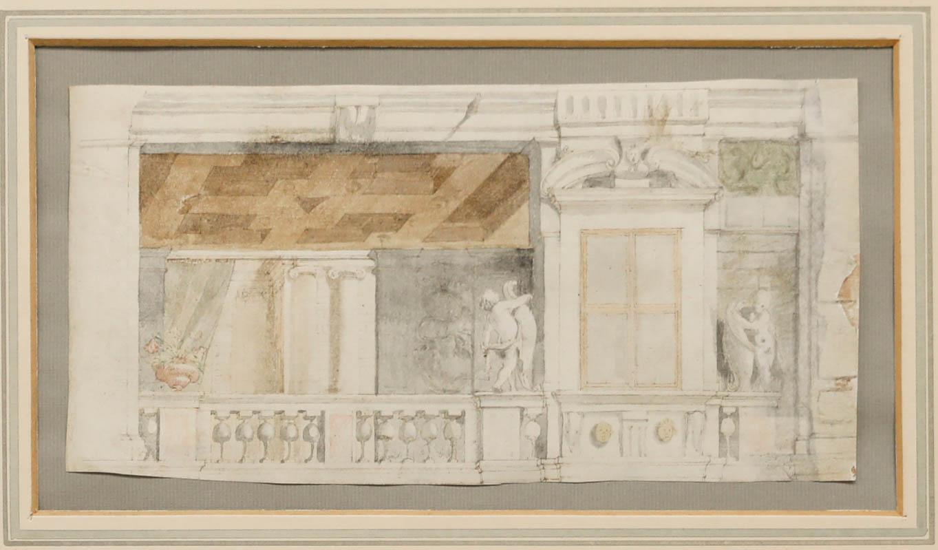 Continental School 18th Century Watercolour - Architectural Drawing - Art by Unknown
