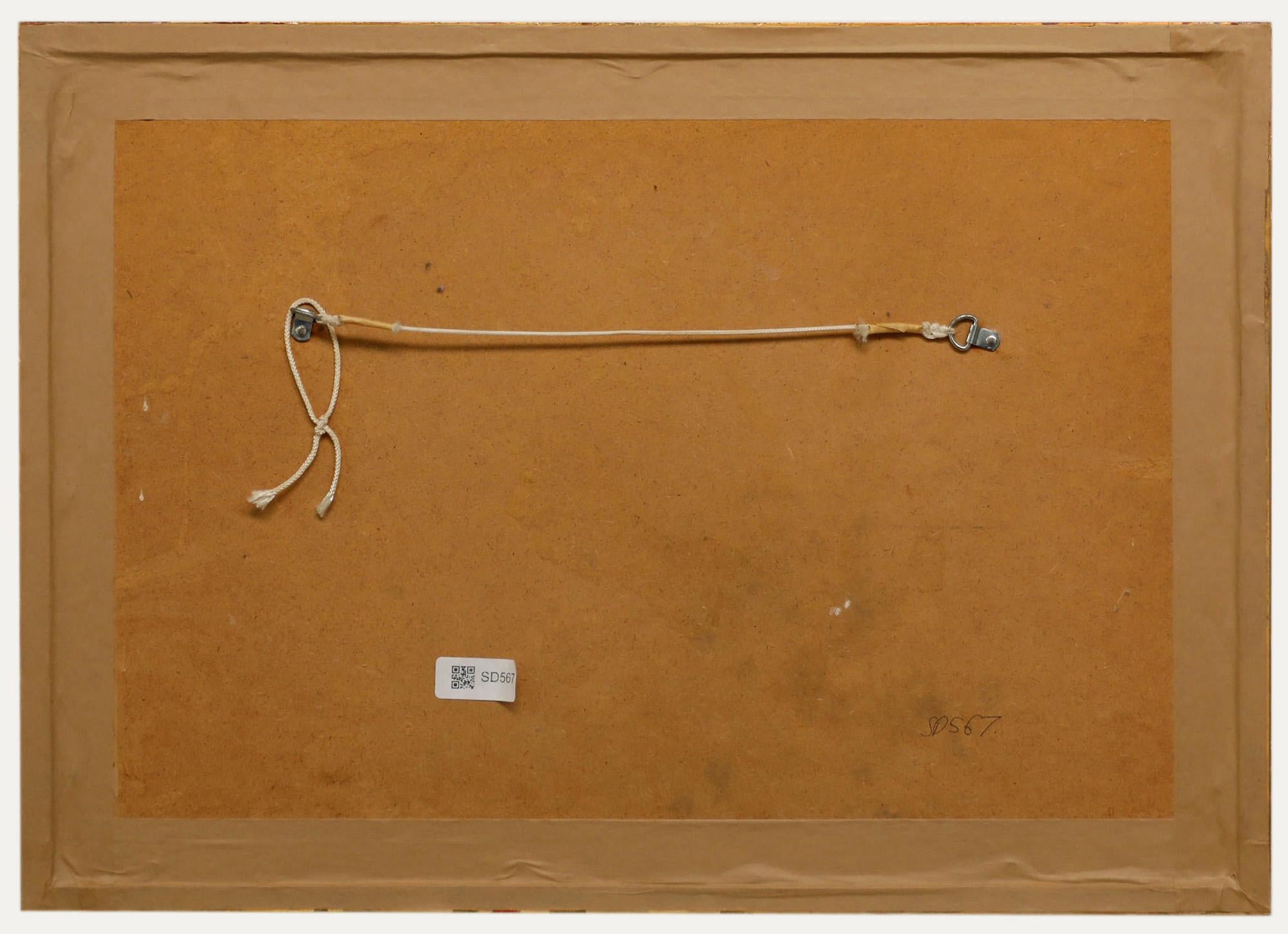 Acuarela enmarcada de finales del siglo XIX - Estudio de un barco de vapor de pasajeros - Figurative Art Beige de Unknown