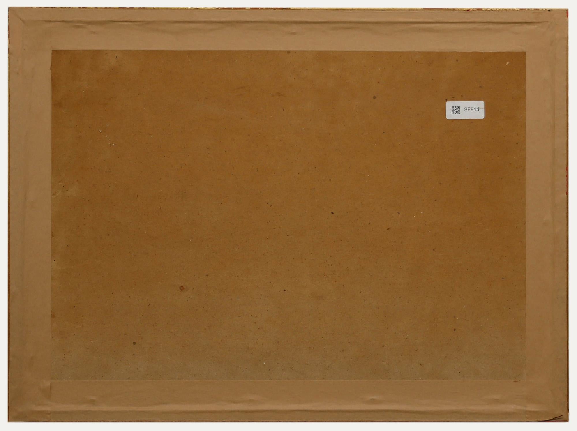 Aquarelle encadrée de la fin du 19e siècle - Cueillette près de l'étang aux canards - Beige Figurative Art par Unknown
