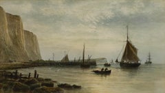 Fredrick Miller (fl.1880-1892) - Framed Watercolour, Boats Arriving at Newhaven