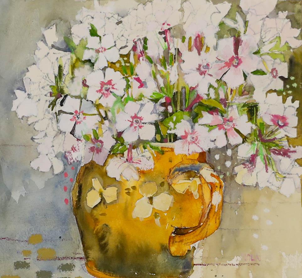 Nola Armstrong - Acquerello del XX secolo, Phlox - Art di Unknown
