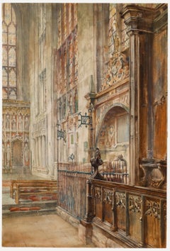 Oliver Baker (1856-1939) - 1891 Watercolour, Cathedral Interior