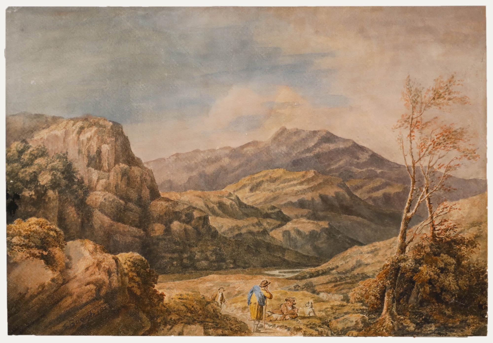 Aquarelle de Samuel Brough RSA - 1810, Rest Stop in the Highlands