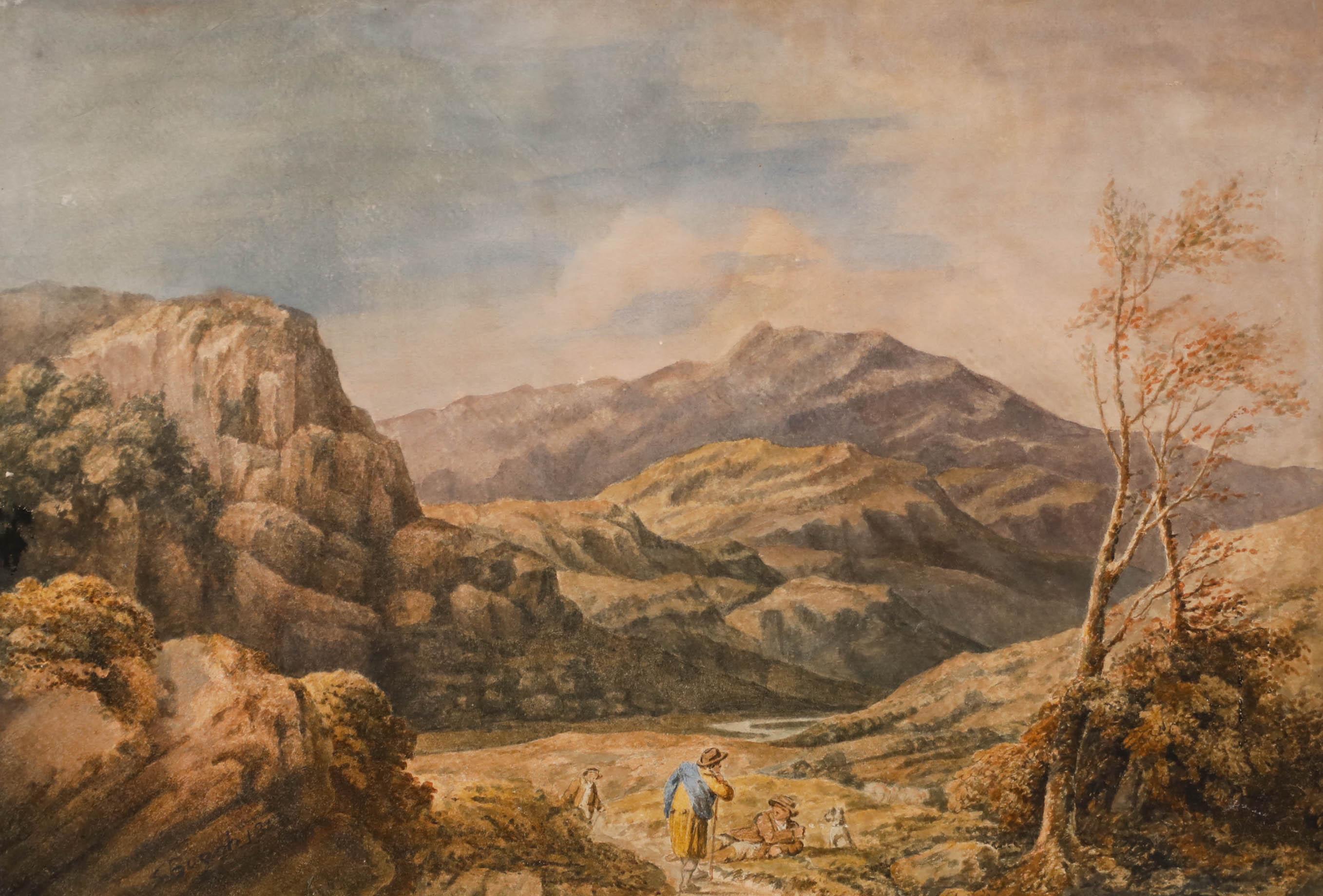 Aquarelle de Samuel Brough RSA - 1810, Rest Stop in the Highlands - Art de Unknown