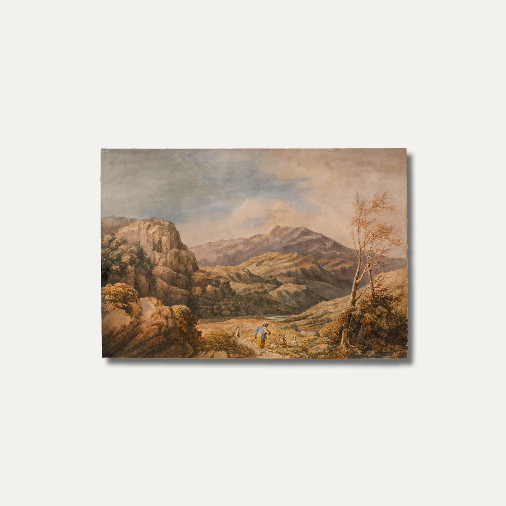 Aquarelle de Samuel Brough RSA - 1810, Rest Stop in the Highlands en vente 1