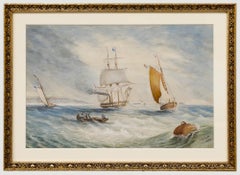 W. Bolt - Framed Late 19th Century Watercolour, Ships Off a Choppy Coastline