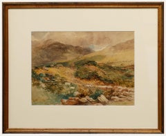 David Bates (1840-1921) - Framed 1883 Watercolour, Welsh Mountain Pastures