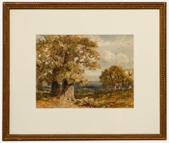 Attrib. William Bennett (1811-1871) - Watercolour, Red Deer in Richmond Park