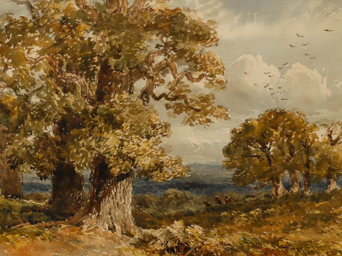 Attribut. William Bennett (1811-1871) - Aquarell, Roter Hirsch im Richmond Park – Art von Unknown