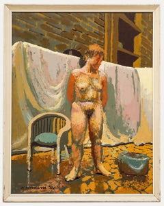 John Semmence (1930-1985) - Gerahmte Gouache des 20. Jahrhunderts, Akt in einer Alleyway, gerahmt