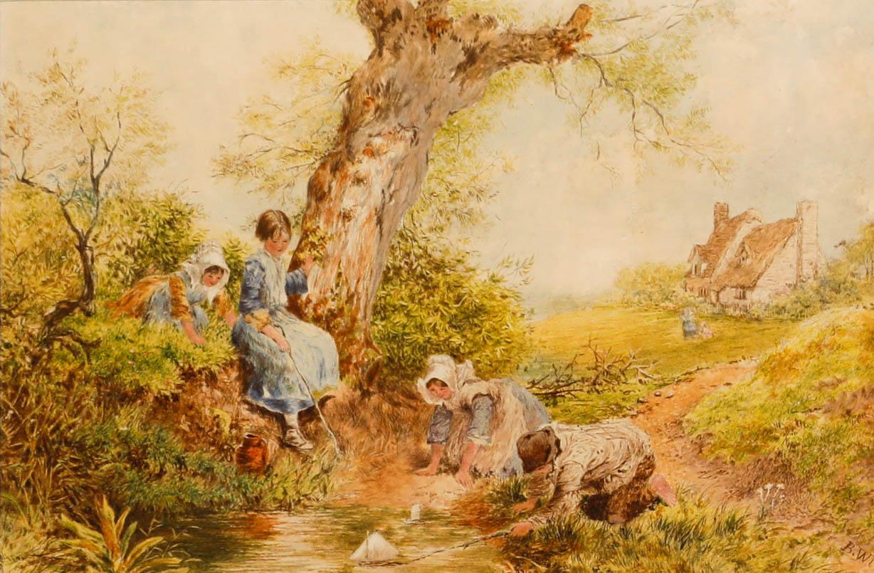 B. Wish - Framed Late 19th Century Watercolour, The Toy Boat Race - Art by Unknown
