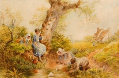 B. Wish - Framed Late 19th Century Watercolour, The Toy Boat Race