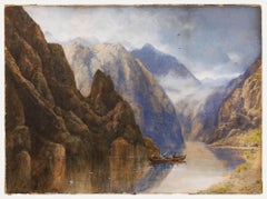Edgar E. West  (acto 1857-1892) - Acuarela del siglo XIX, Nordfjord