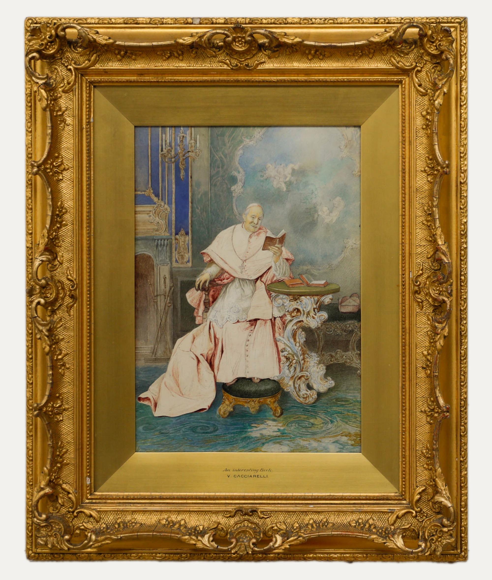Victor Cacciarelli  - 19th Century Watercolour, An Interesting Book