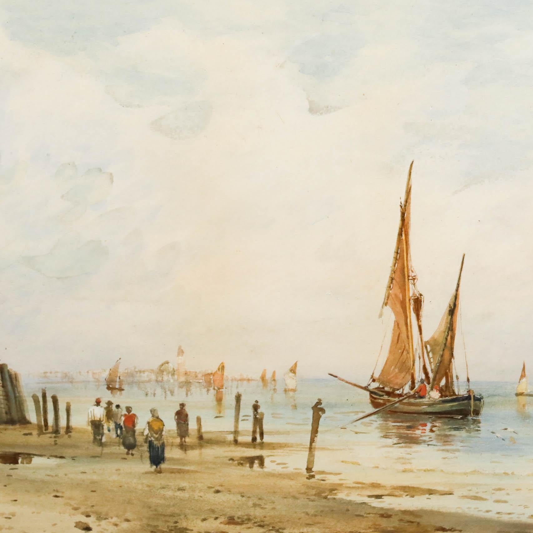 1893 Acquerello - Bassa marea, Venezia - Landscape Art Arancia di Unknown