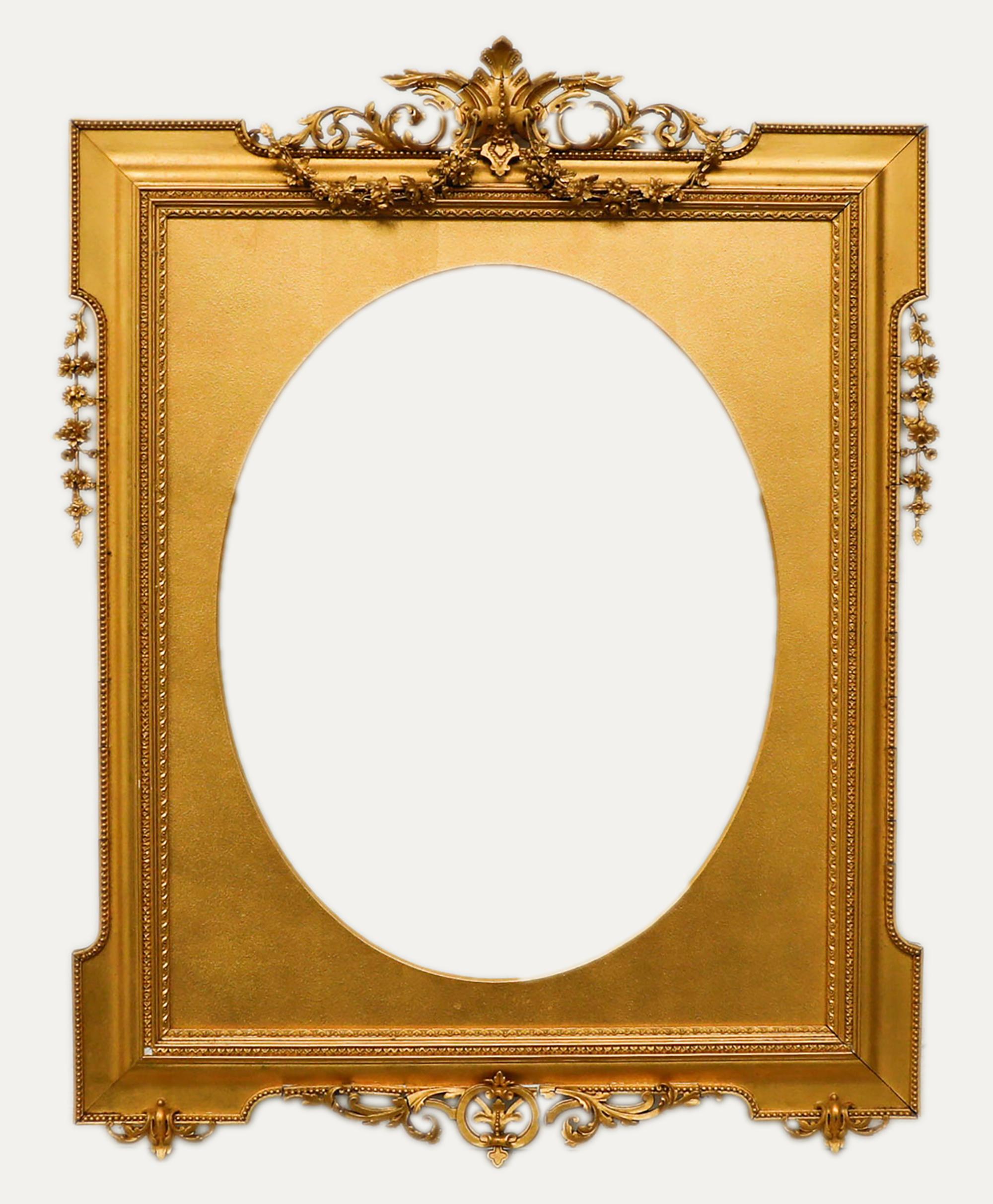 Water Gilded  Late 19th Century Picture Frame - Ornate Floral Ornamentation - Art by Unknown