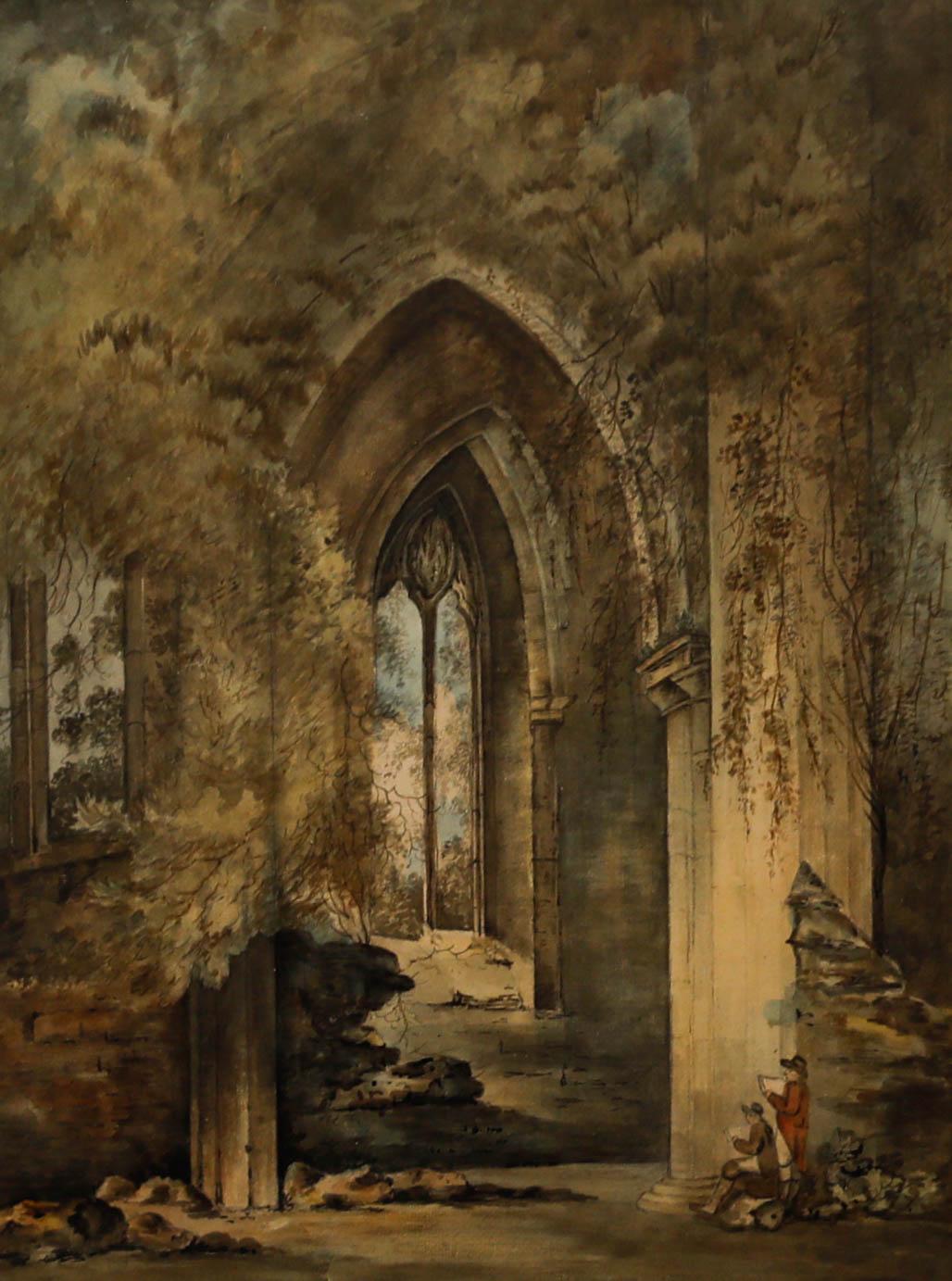 19th Century Watercolour - Sketching the Ruins - Art by Unknown