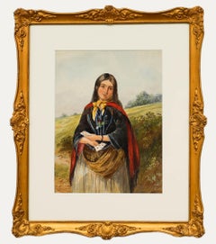 Antique Framed Late 19th Century Watercolour - Portrait of a Gypsy Girl