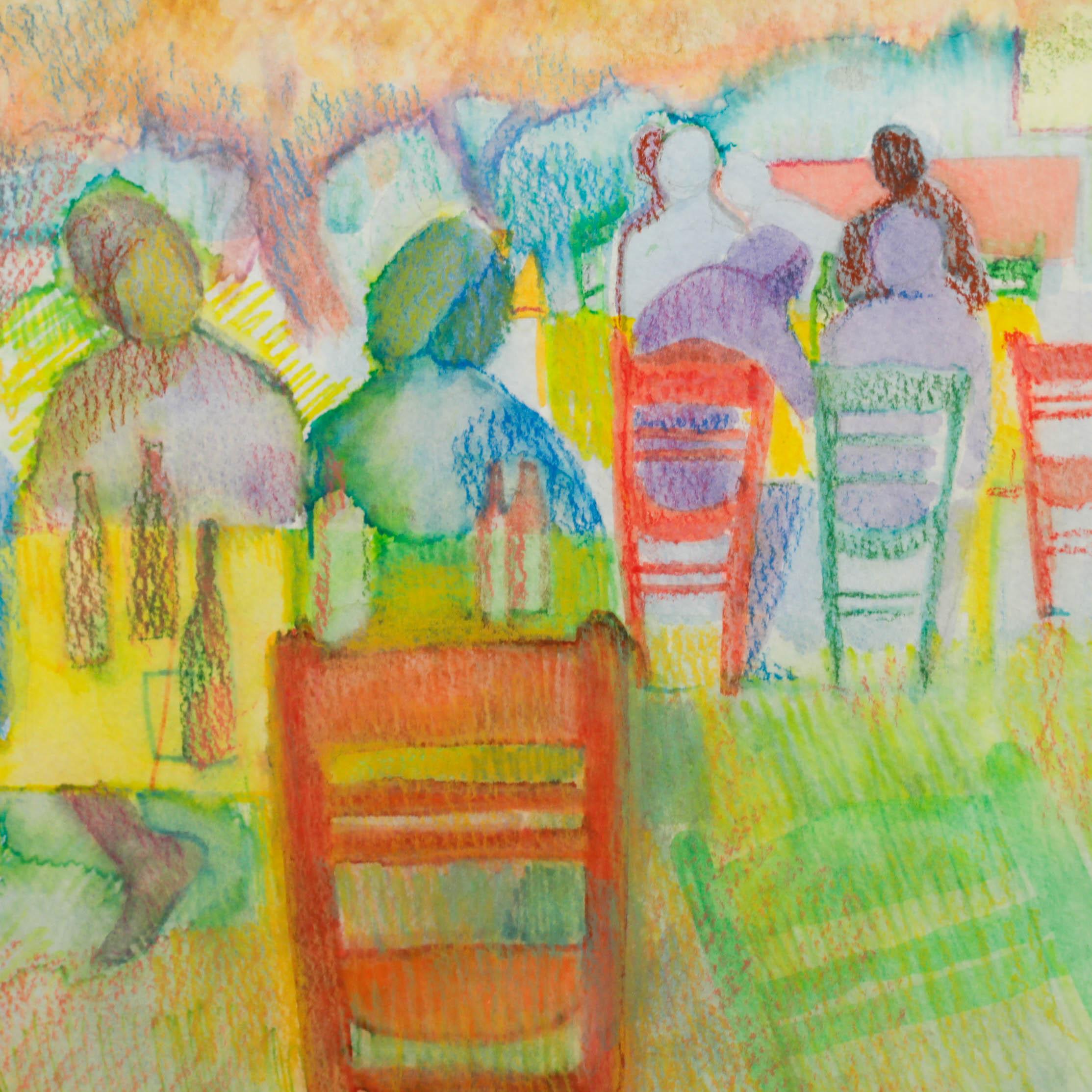 Watercolour and pastel. Signed to the lower left. Well presented in a contemporary off-white frame. On paper.