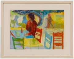Mary Chugg (1935-2024) - Pastel contemporáneo enmarcado, Una taberna cretense III