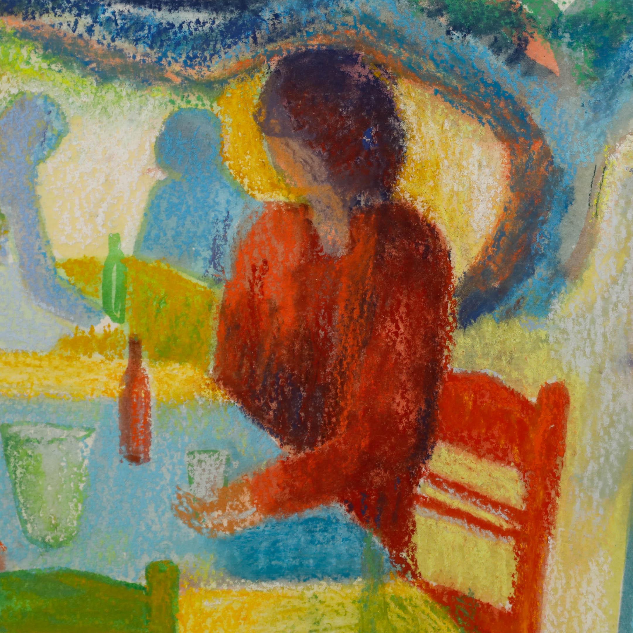Pastel on paper. Signed in the lower left. Well presented in a contemporary off-white frame.