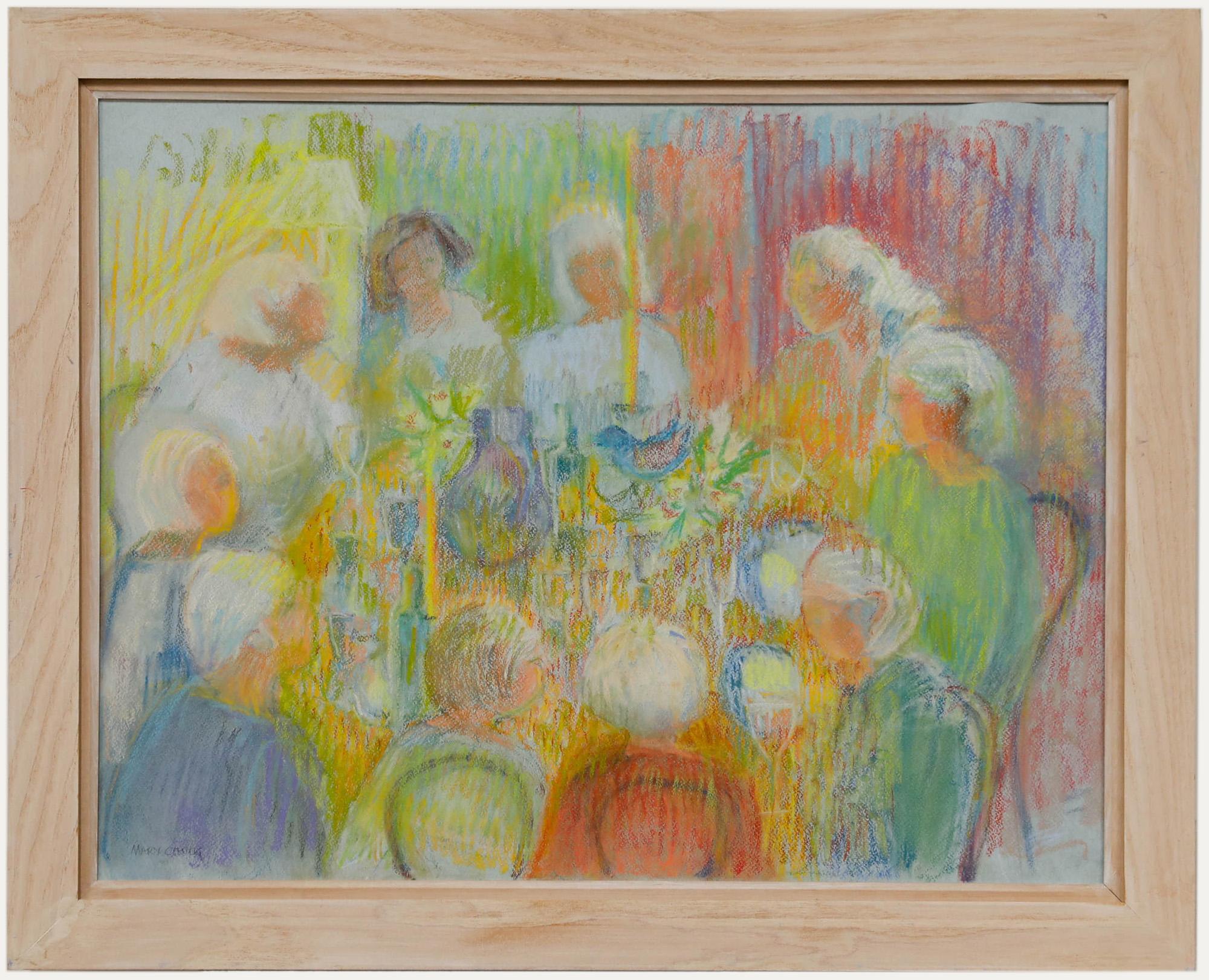 Interior Art di Unknown - Mary Chugg (1935-2024) - Pastello contemporaneo incorniciato, Festa di compleanno