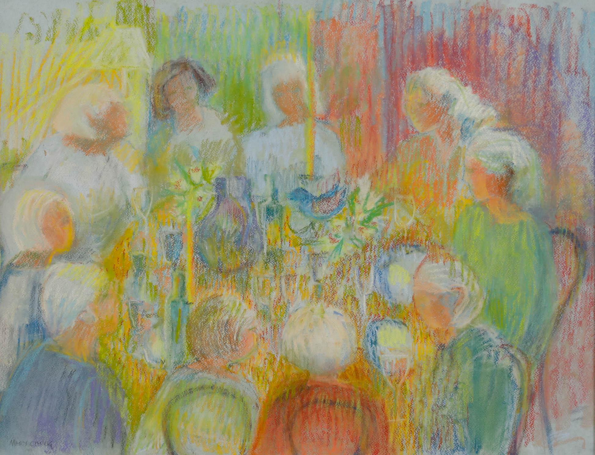 Mary Chugg (1935-2024) - Pastello contemporaneo incorniciato, Festa di compleanno - Art di Unknown