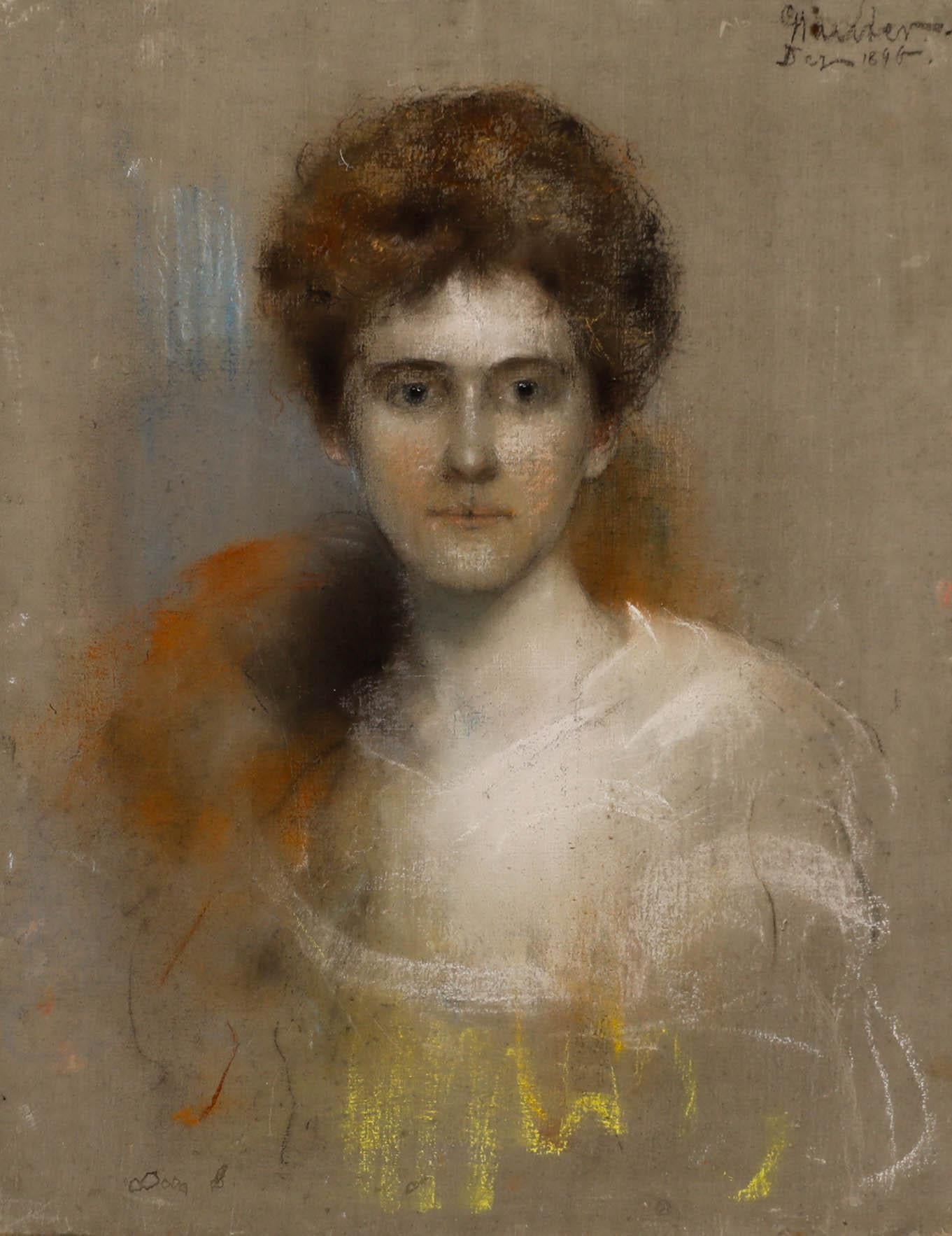 Maddern - Spätes 19. Jahrhundert Pastell, Sanfter Blick – Art von Unknown