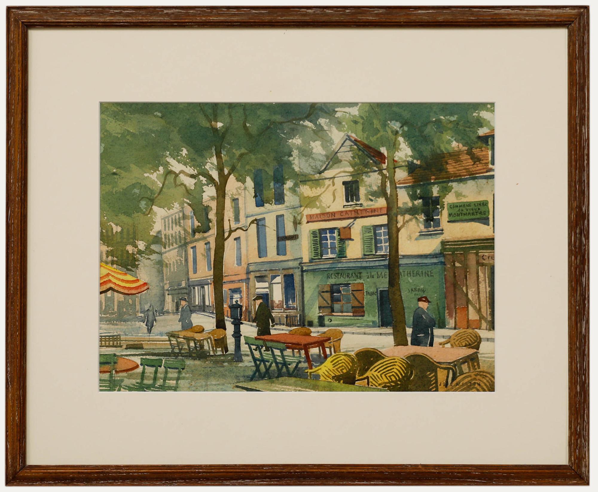 Landscape Art de Unknown - John Weston - Acuarela de principios del siglo XX, Viejo Montmartre