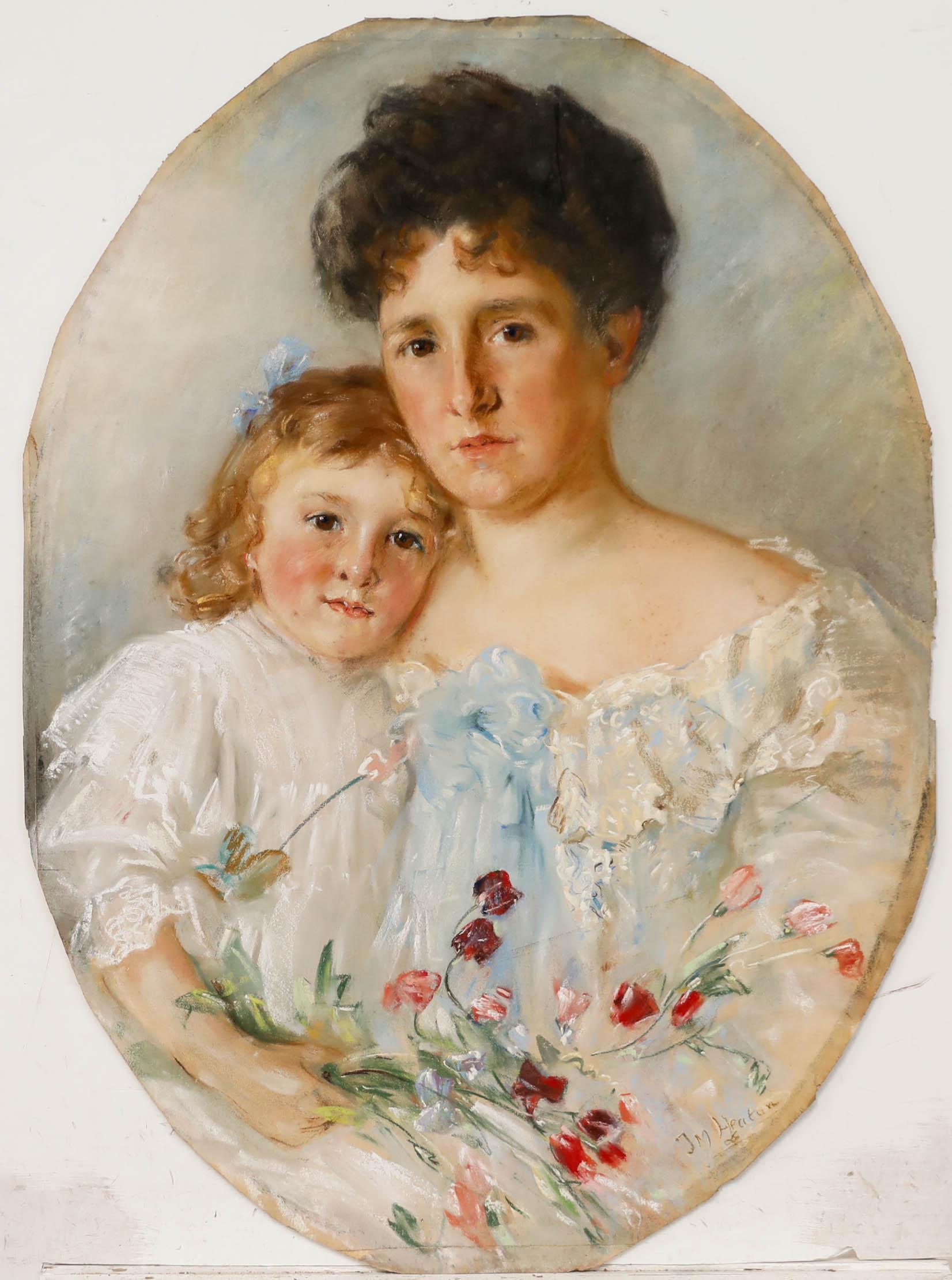 J. M. Heaton - Late 19th Century Watercolour, Mother and Daughter - Art by Unknown